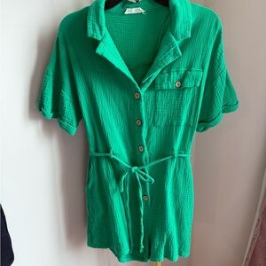 Green Button-Up Romper